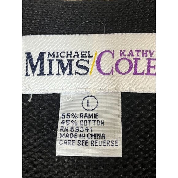 Retro Floral Sweater Vest L Black Beaded Sequin Classic Chic Preppy Old Money - Picture 2 of 12